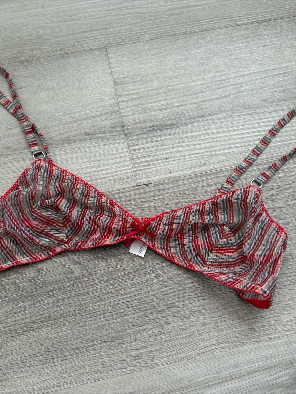 Sheer Multi-Striped Red Bralette
